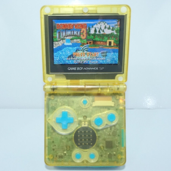 Clear Yellow with Glowing Buttons Nintendo Game Boy Advance SP AGS-101 GBA SP - Picture 2 of 10